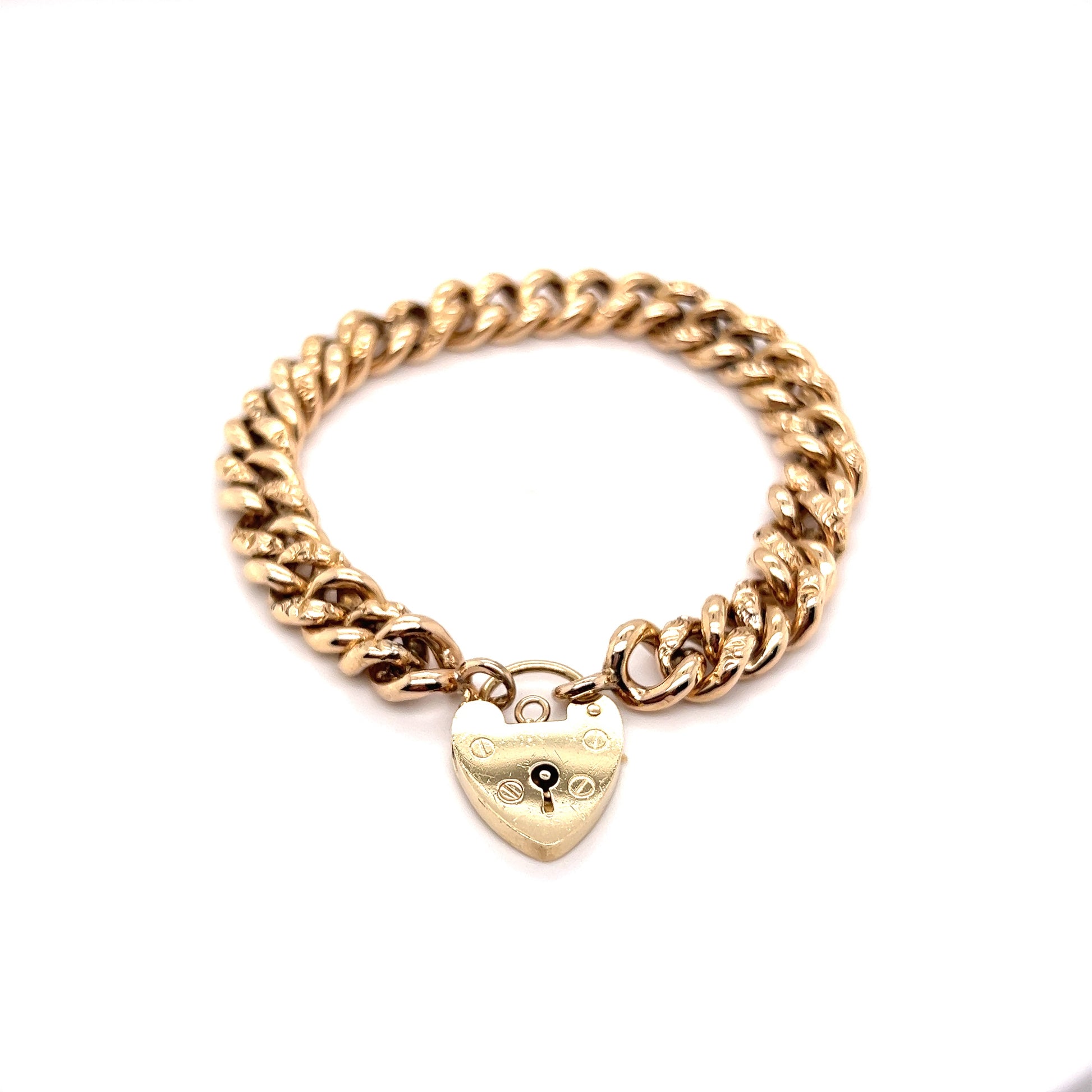 English Good Luck 9k Gold Charm Vintage Bracelet