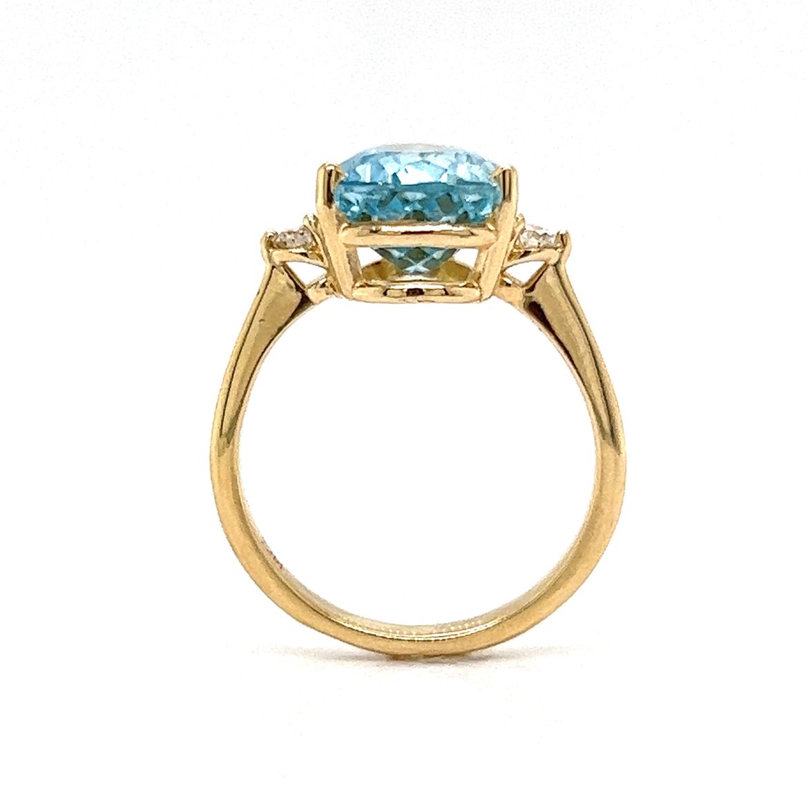 3.72 Carat Aquamarine Engagement Ring in 14k Yellow Gold