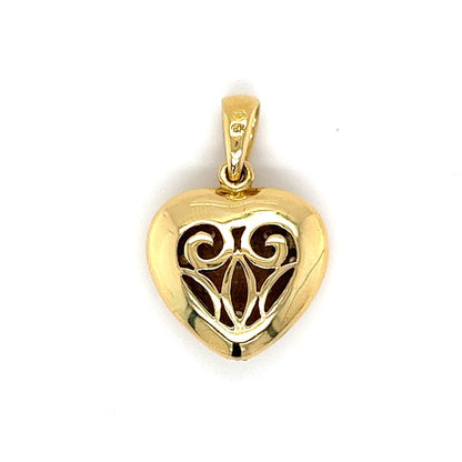 Puffy Woven Diamond Heart Pendant in 18k Yellow Gold