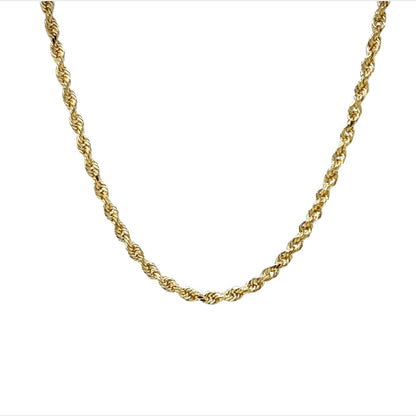 Modern 20 Inch Rope Chain in 14k Yellow Gold