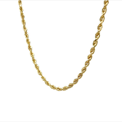 Modern 20 Inch Rope Chain in 14k Yellow Gold