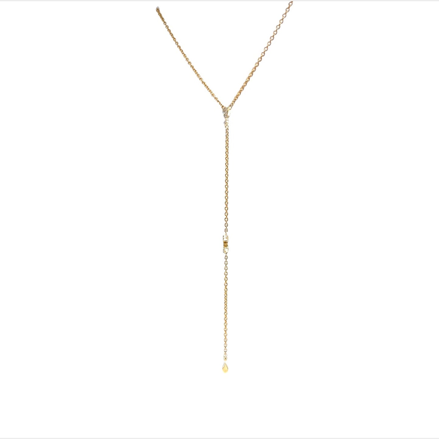 Classic Diamond Lariat Necklace in 14k Yellow Gold