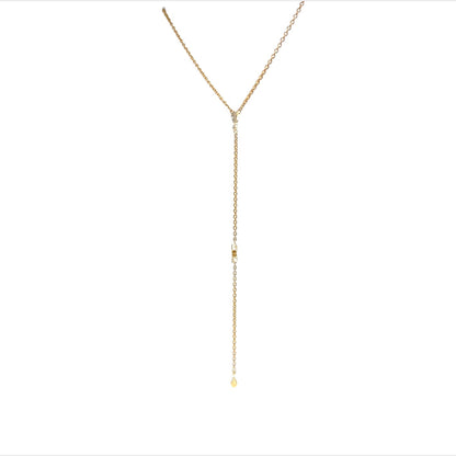 Classic Diamond Lariat Necklace in 14k Yellow Gold