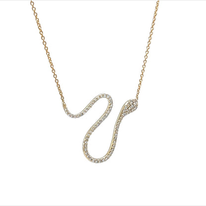 Diamond Pave Snake Pendant Necklace in 14k Yellow Gold