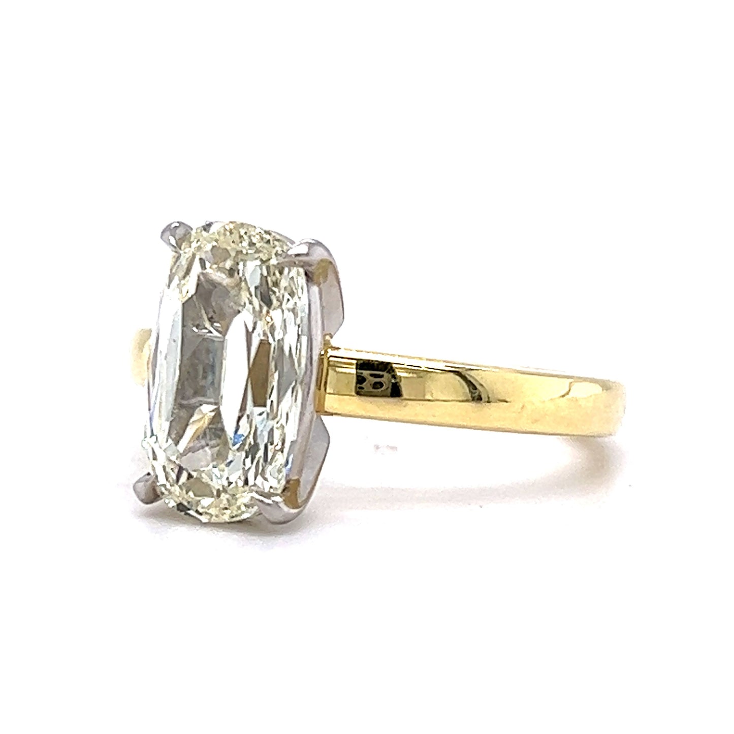 3.01 Cushion Cut Diamond Engagement Ring in 18k Yellow Gold