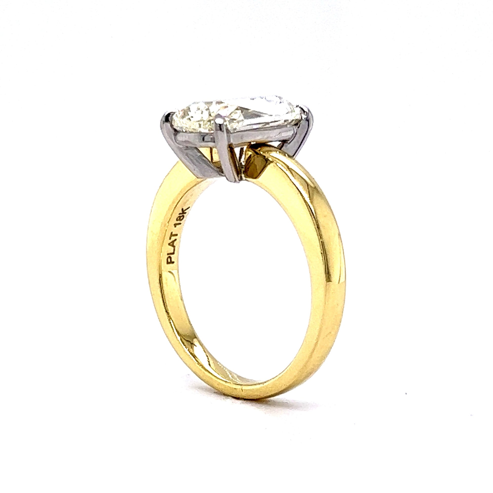 3.01 Cushion Cut Diamond Engagement Ring in 18k Yellow Gold