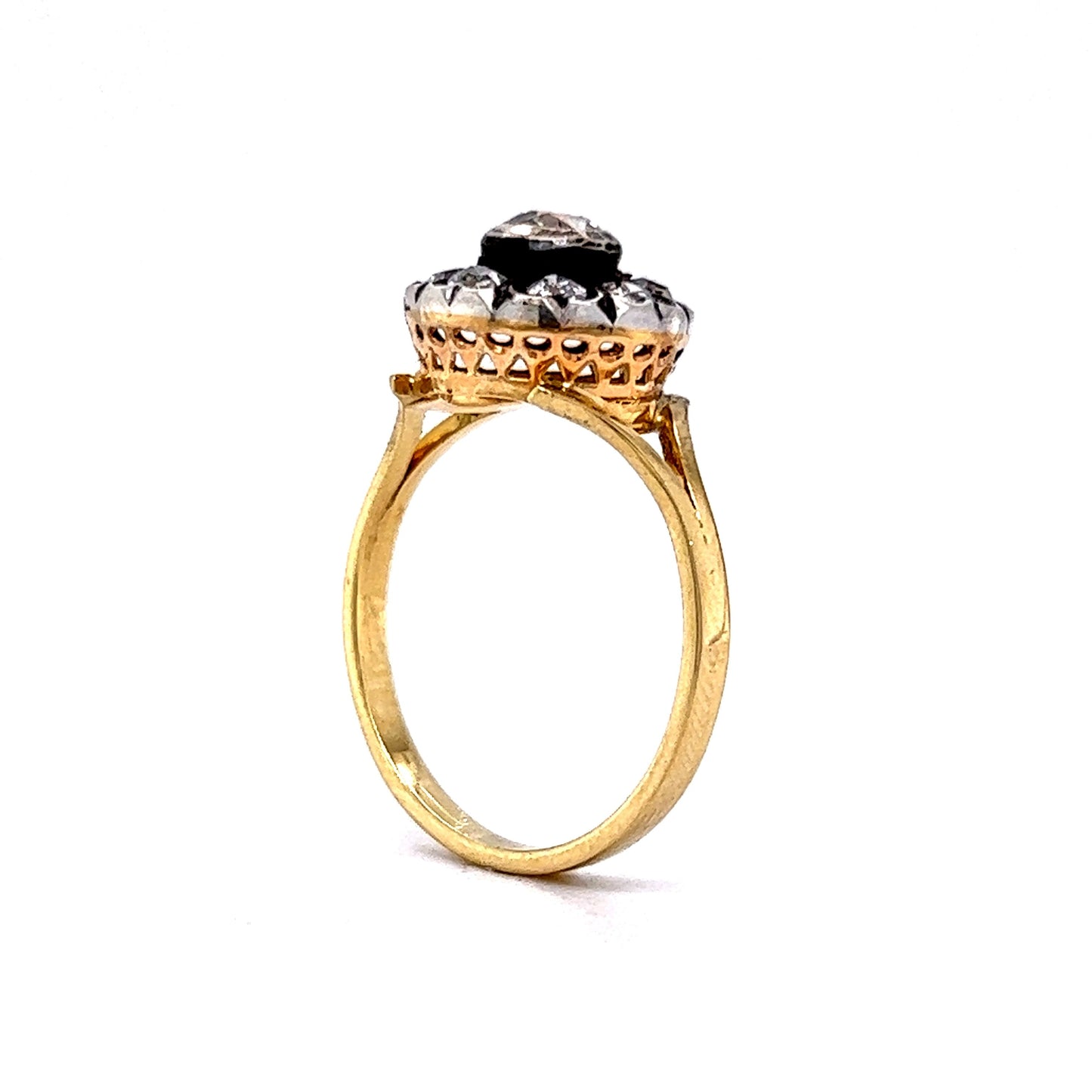 .83 Carat Victorian Diamond Cluster Engagement Ring in 18k