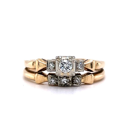 .17 Retro Diamond Bridal Set in 14k & 18k Gold