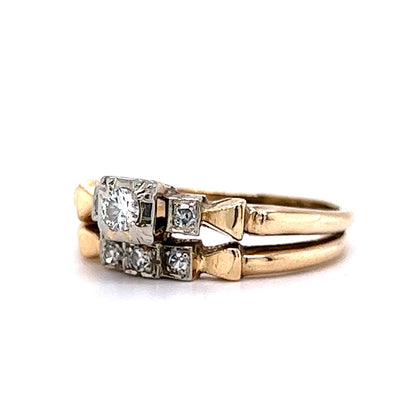 .17 Retro Diamond Bridal Set in 14k & 18k Gold