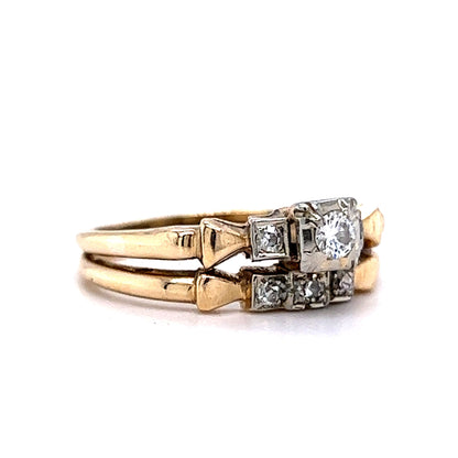 .17 Retro Diamond Bridal Set in 14k & 18k Gold