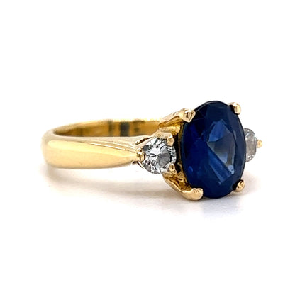 1.70 Oval Cut Sapphire Engagement Ring in 18k Yellow Gold