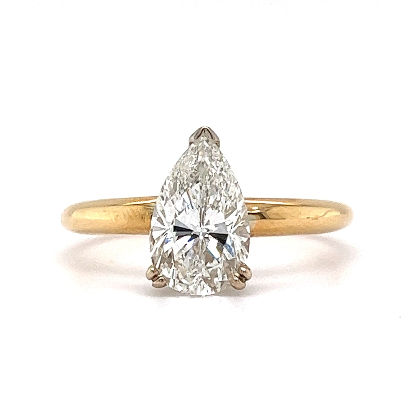 2.00 Pear Cut Diamond Engagement Ring in 18k Yellow Gold