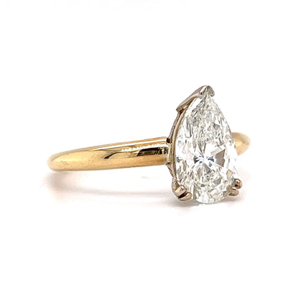 2.00 Pear Cut Diamond Engagement Ring in 18k Yellow Gold