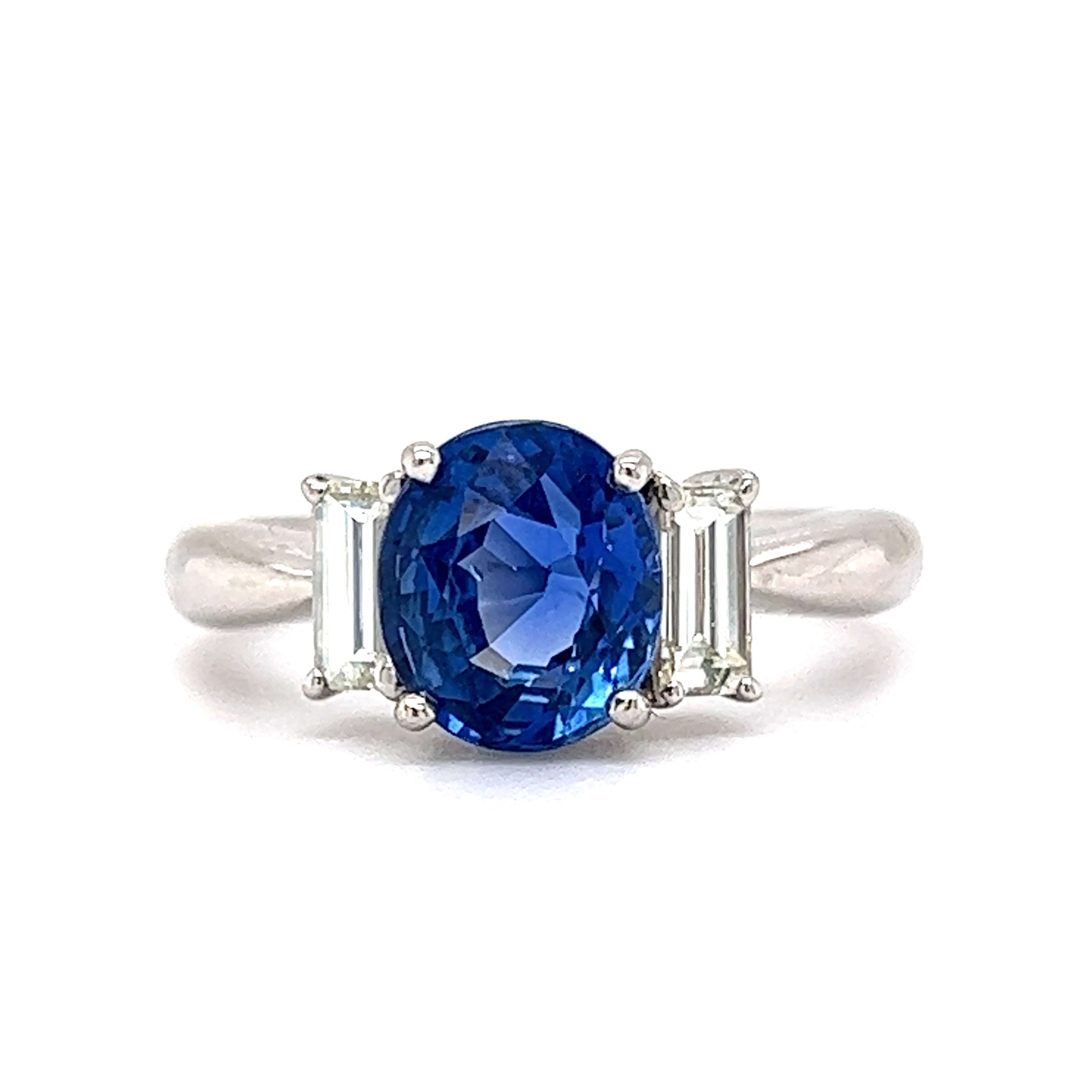 2.59 No Heat Sapphire & Diamond Engagement Ring in Platinum