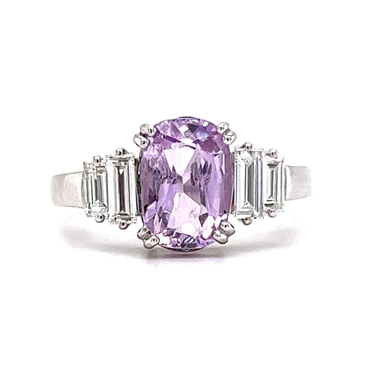 2.40 Purple Sapphire & Diamond Engagement Ring in 18k White Gold