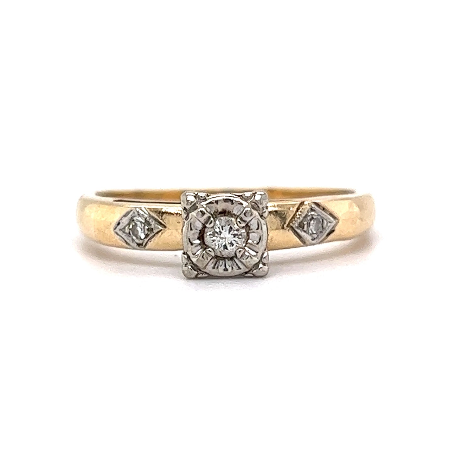 .08 Retro Diamond Engagement Ring in 14k Gold