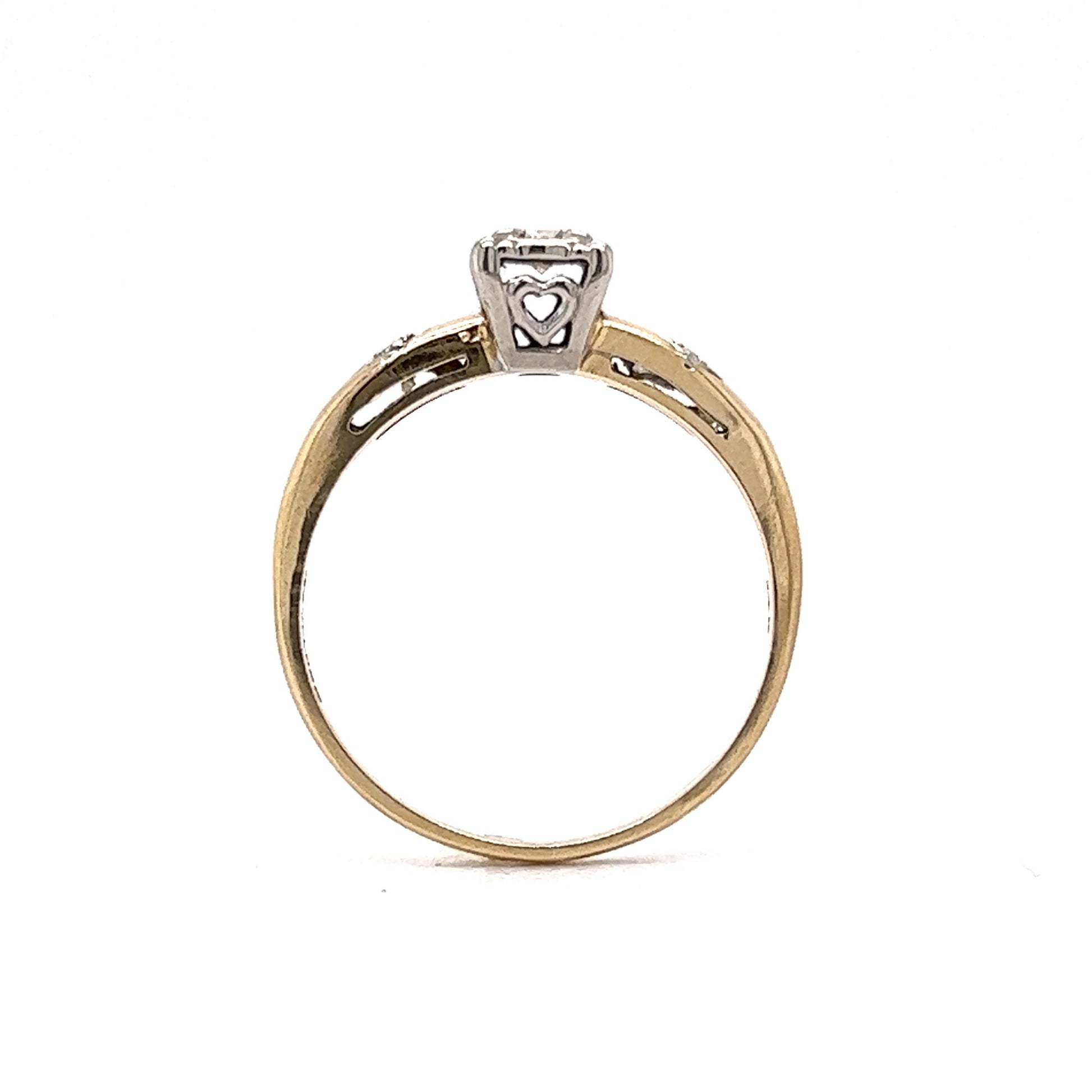 .08 Retro Diamond Engagement Ring in 14k Gold