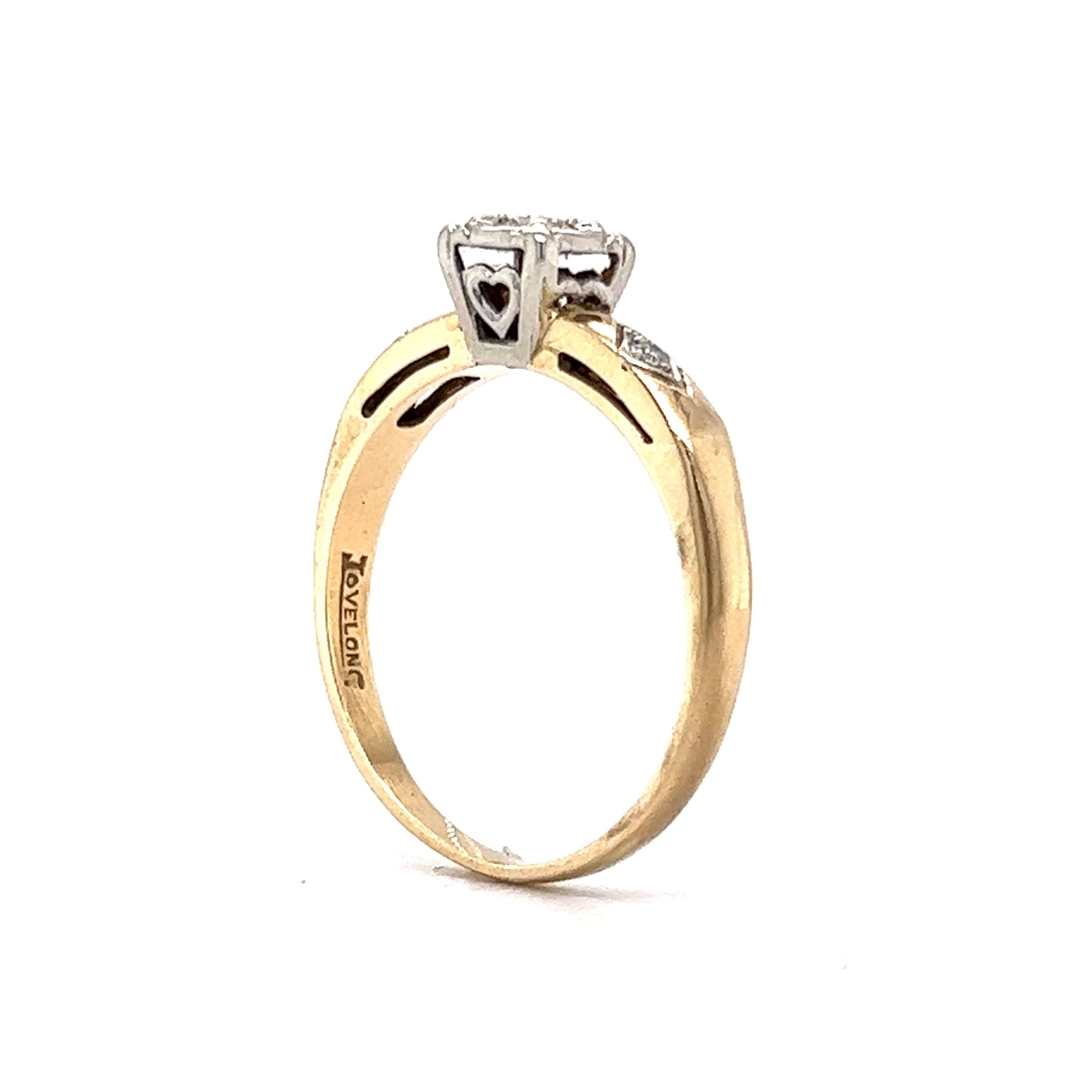 .08 Retro Diamond Engagement Ring in 14k Gold