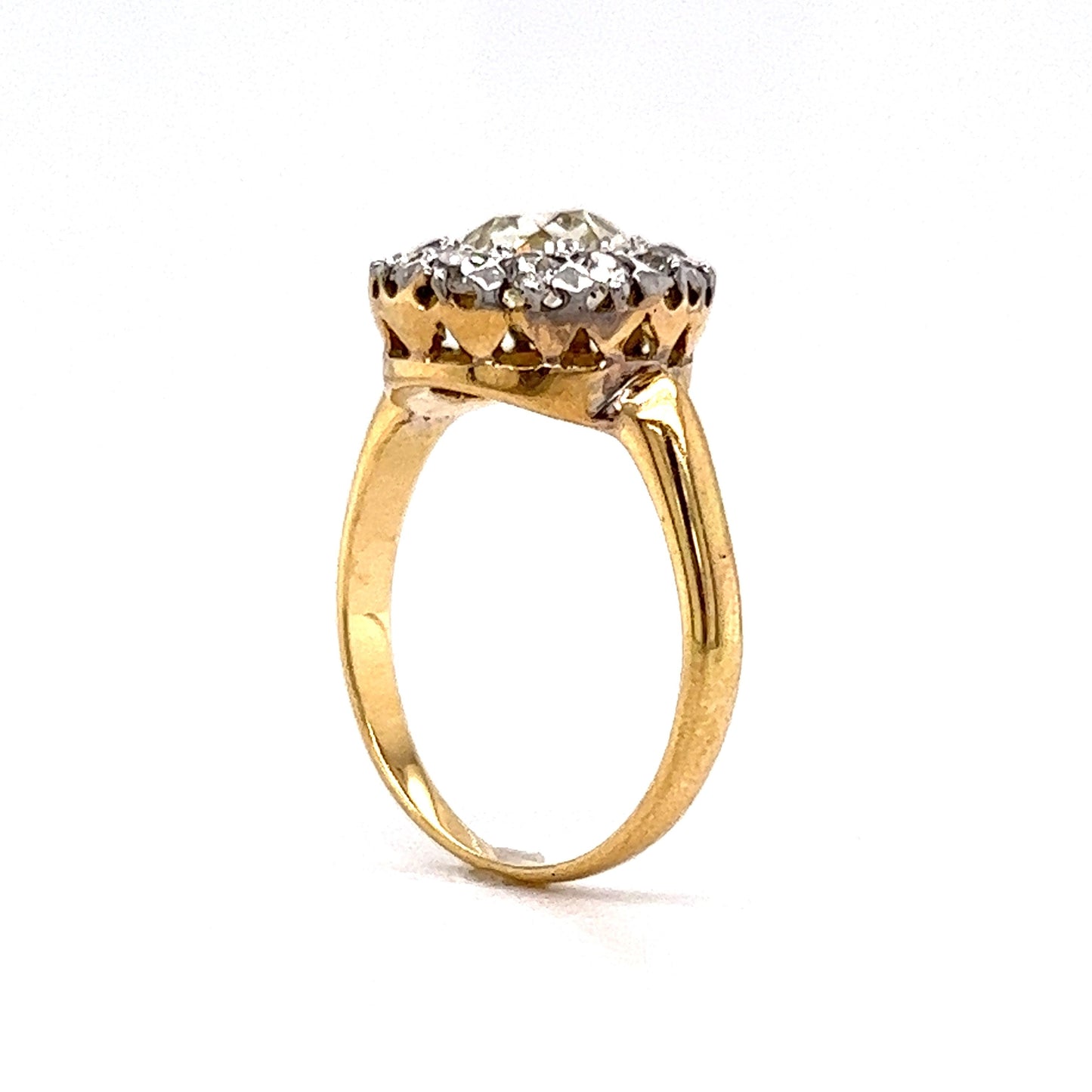 Victorian 1.39 Diamond Cluster Engagement Ring in 18k Gold