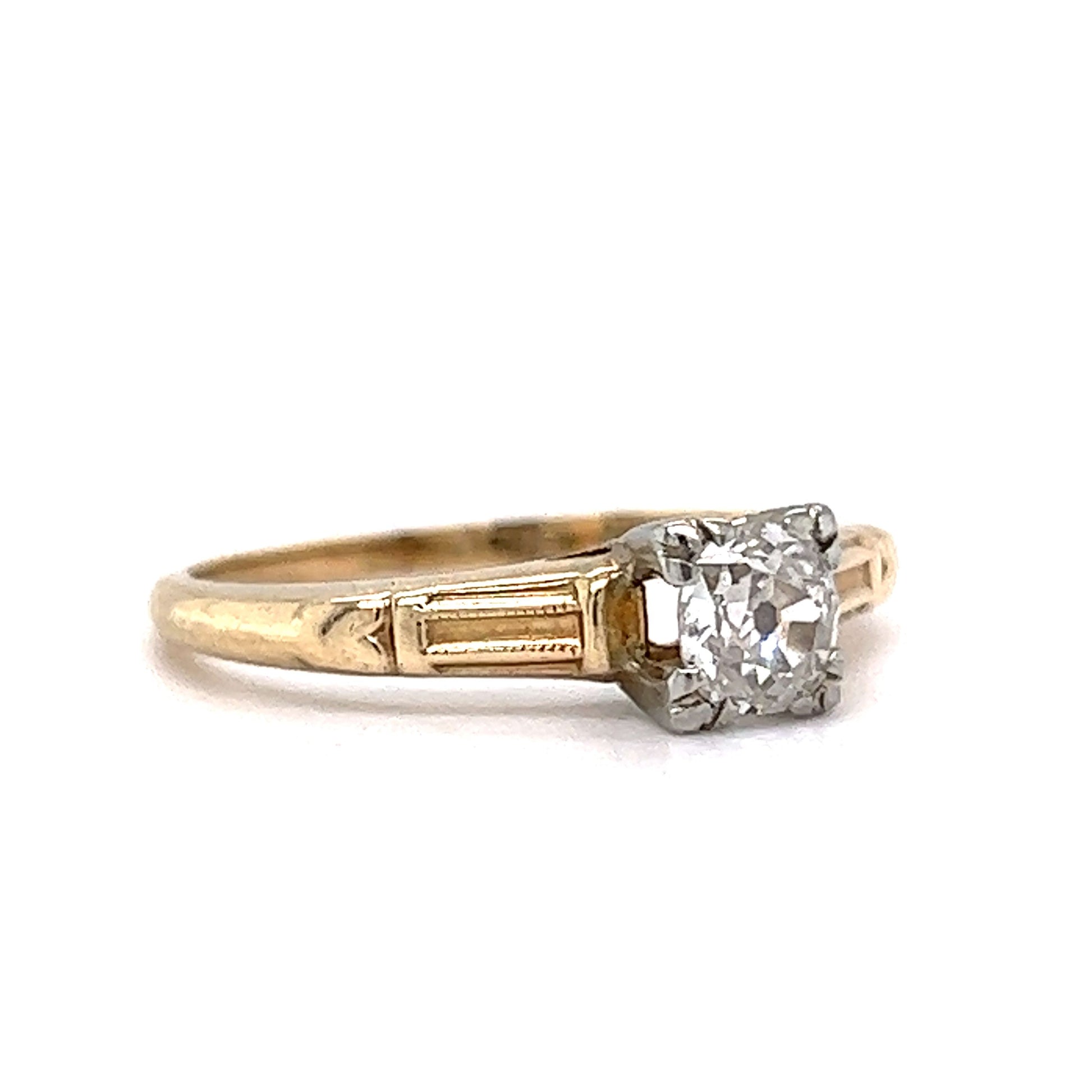 Vintage  Vintage 14k Yellow Gold Diamond Ring with 18k White Gold
