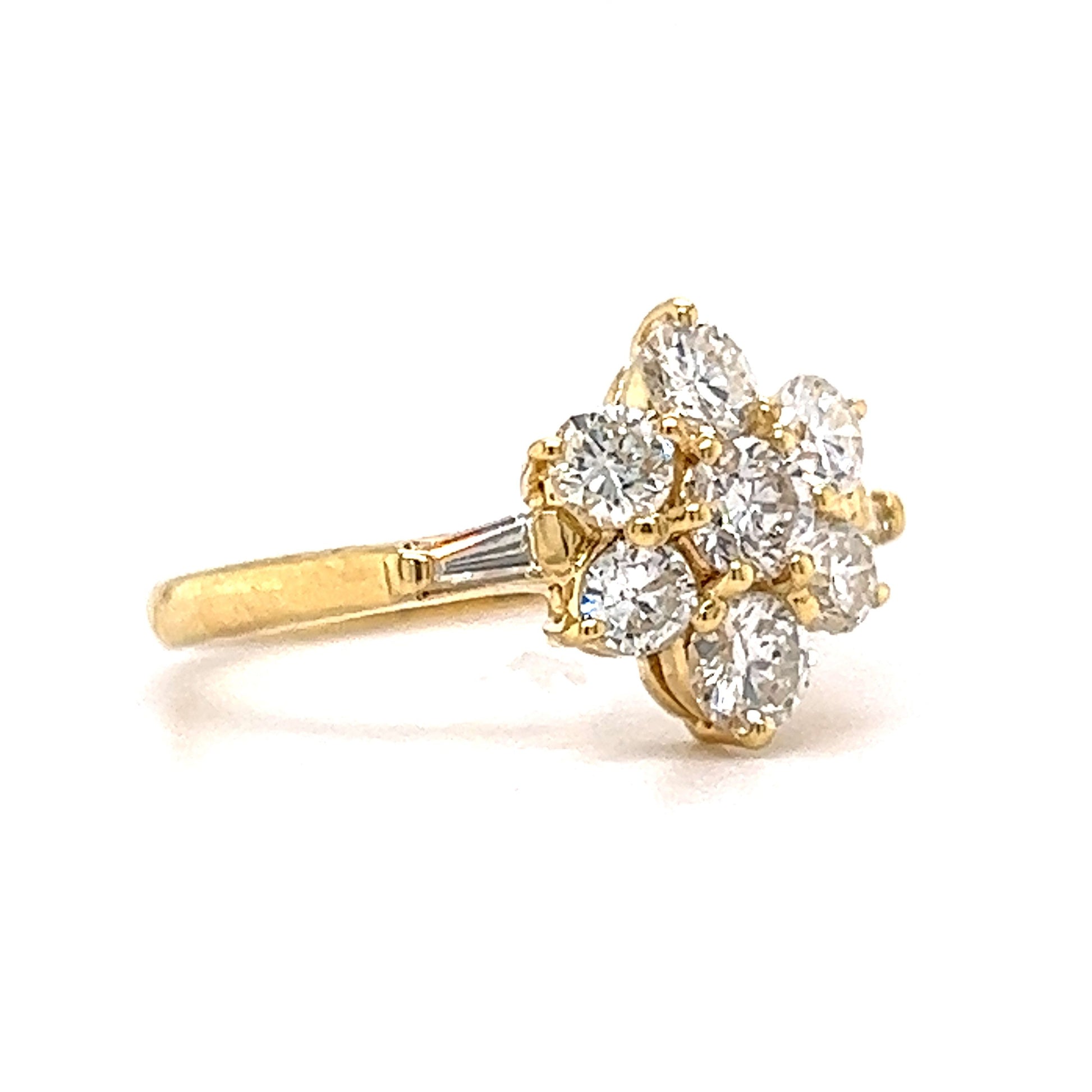 Modern 1.00 Diamond Cluster Engagement Ring in 18k Yellow Gold