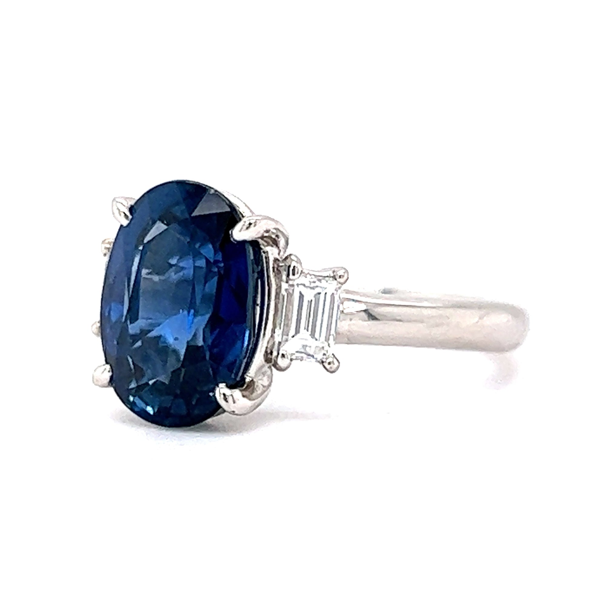 3.99 Thai Sapphire & Diamond Engagement Ring in Platinum