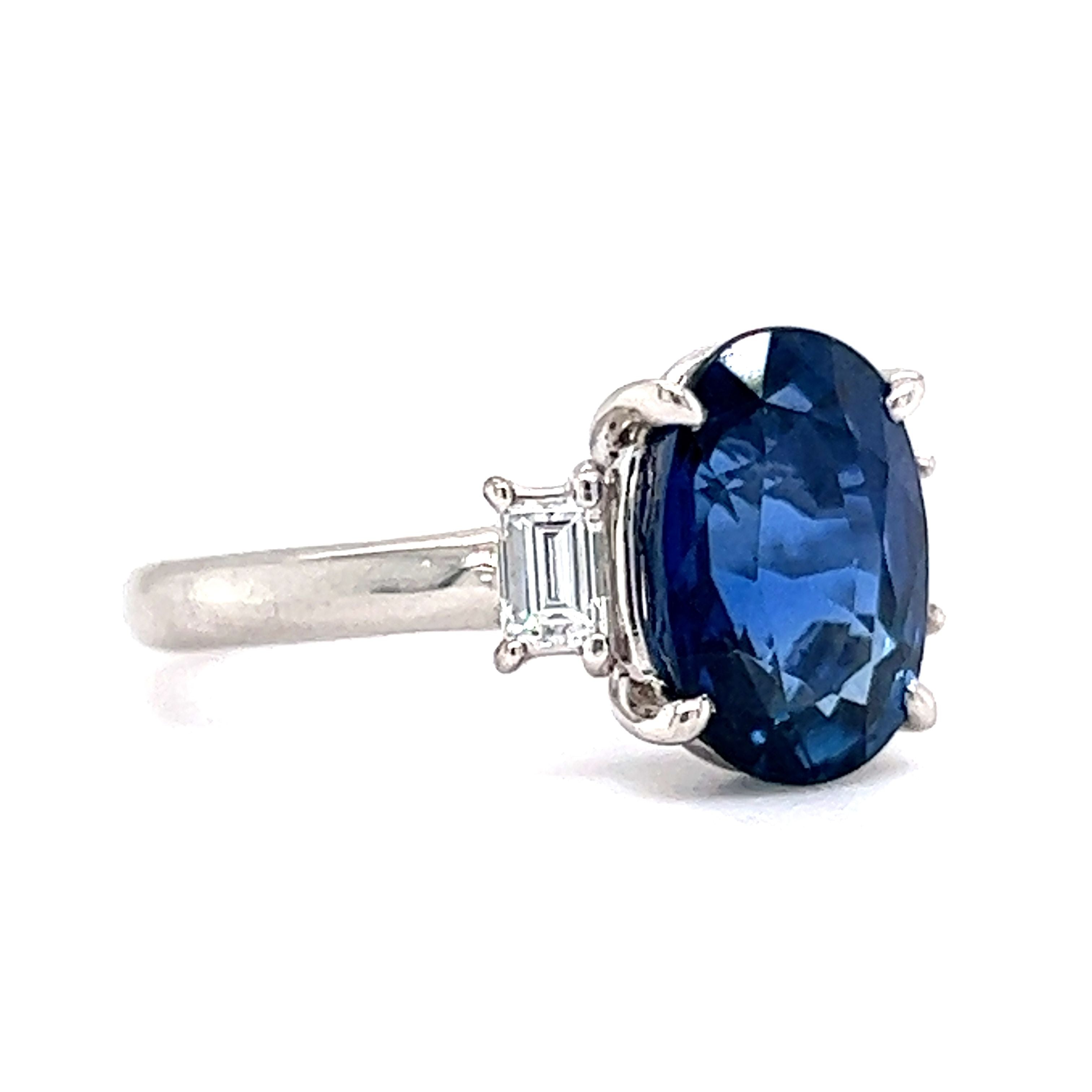 3.99 Thai Sapphire & Diamond Engagement Ring in Platinum