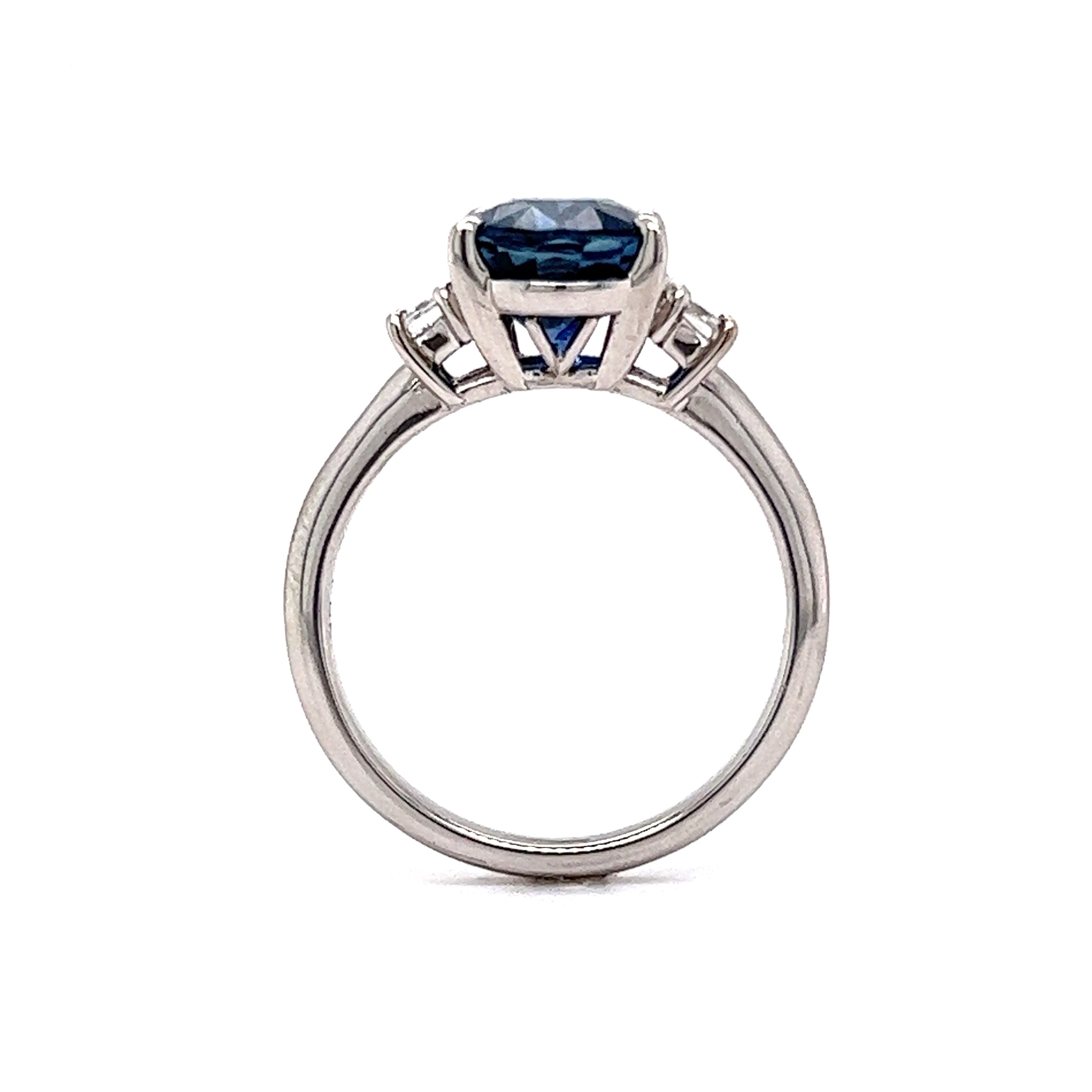 3.99 Thai Sapphire & Diamond Engagement Ring in Platinum