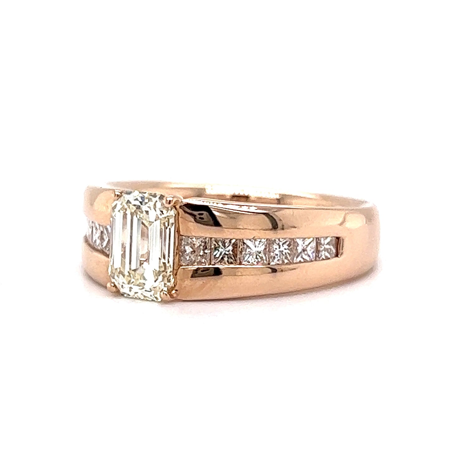 1.06 Emerald Cut Low Profile Diamond Engagement Ring in 18k Rose Gold
