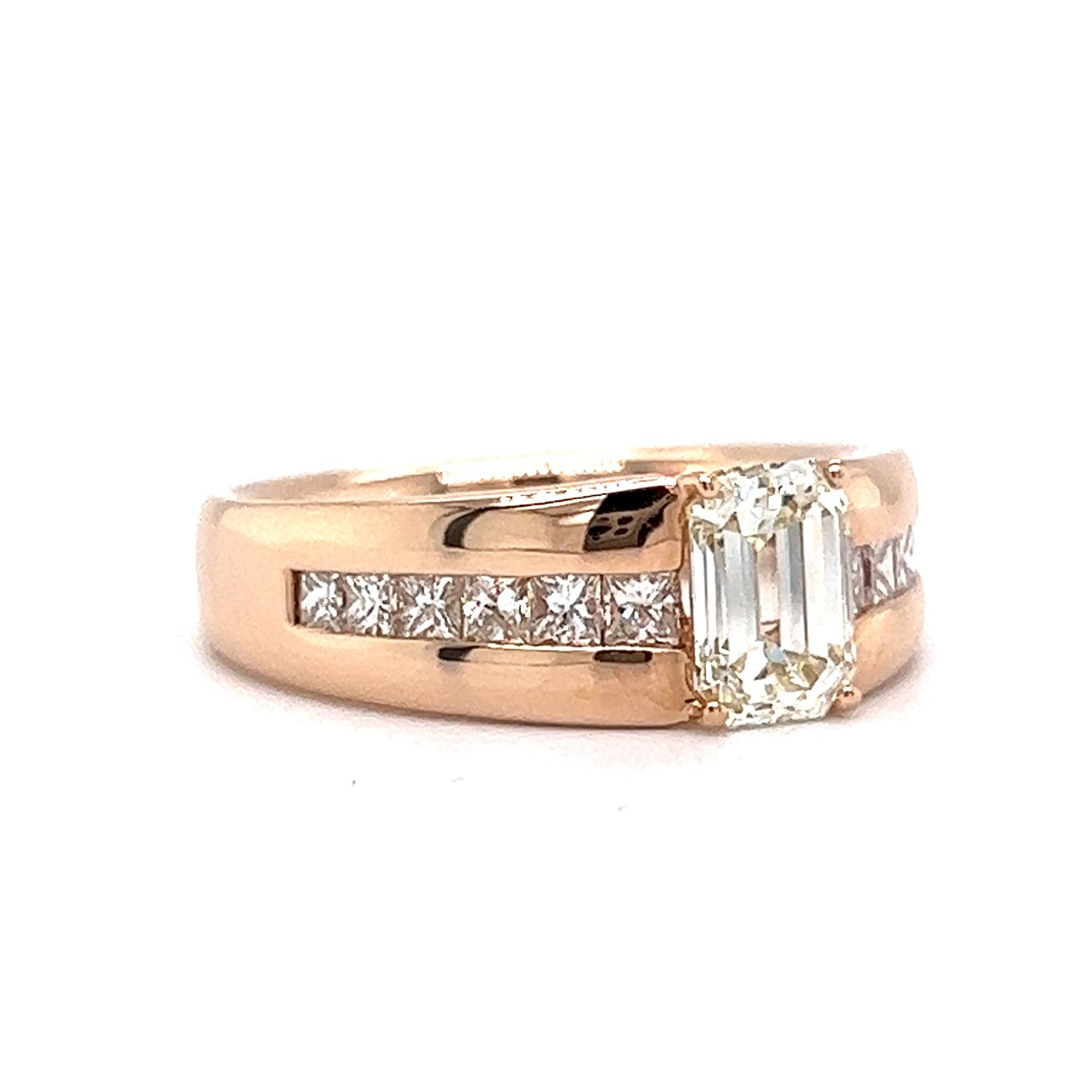 1.06 Emerald Cut Low Profile Diamond Engagement Ring in 18k Rose Gold