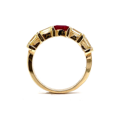 Bar Set Ruby & Diamond Stacking Ring in 14k Yellow Gold