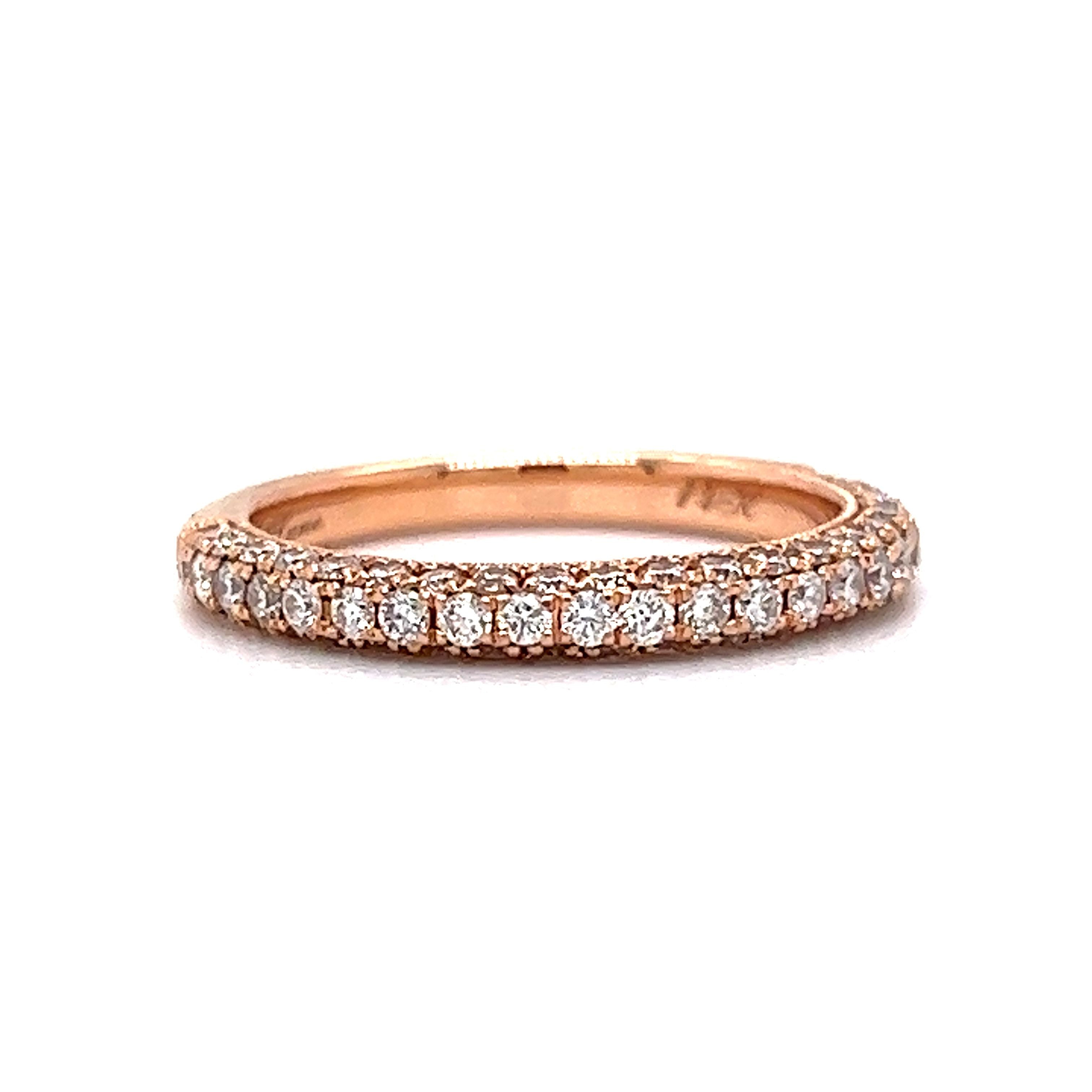 69 Pave Diamond Half-Eternity Wedding Band in 14k Rose Gold