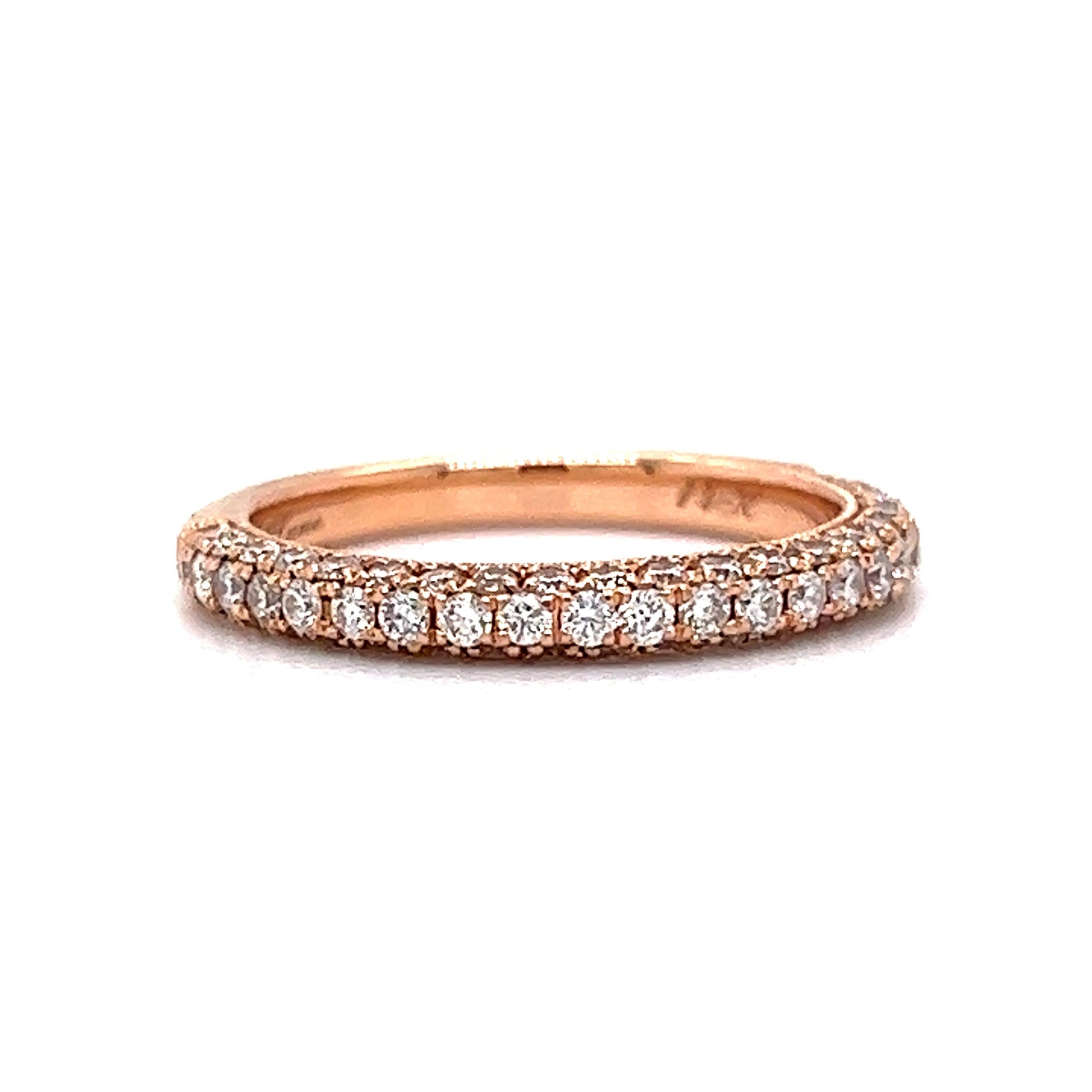 .69 Pave Diamond Half-Eternity Wedding Band in 14k Rose Gold