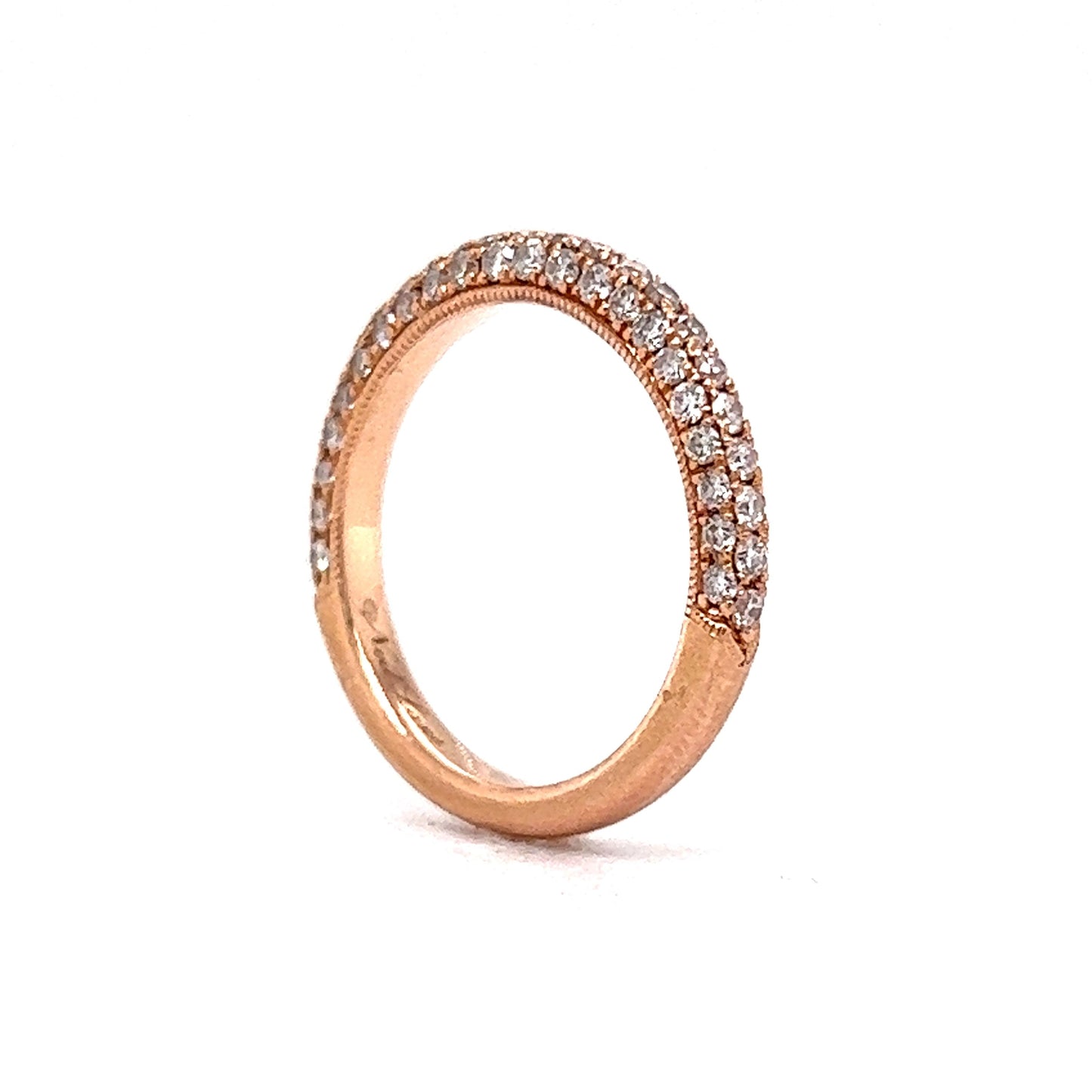 .69 Pave Diamond Half-Eternity Wedding Band in 14k Rose Gold