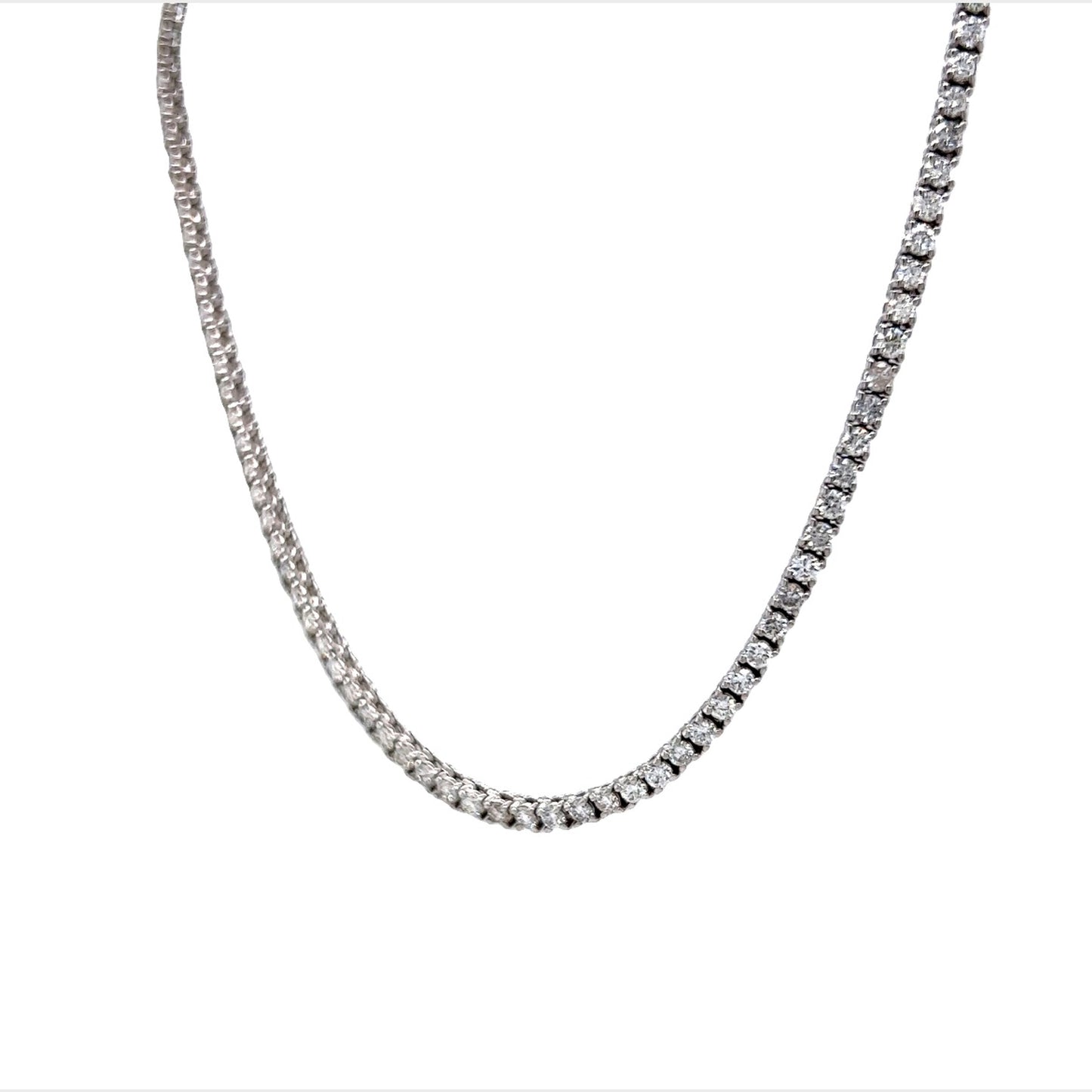 6.05 Carat Diamond Tennis Necklace in 18k White Gold