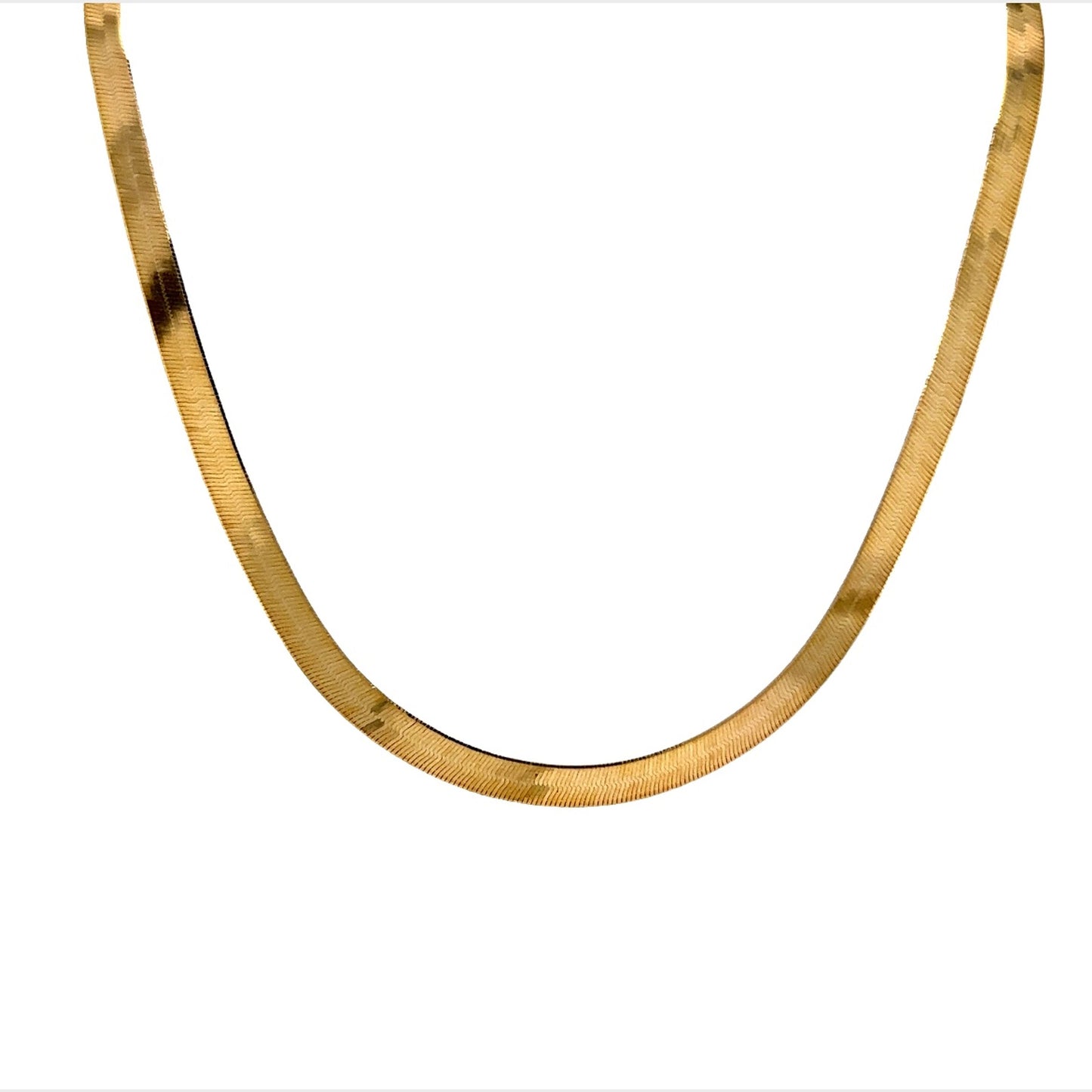 17 Inch Herringbone Chain Necklace in 14k Yellow Gold