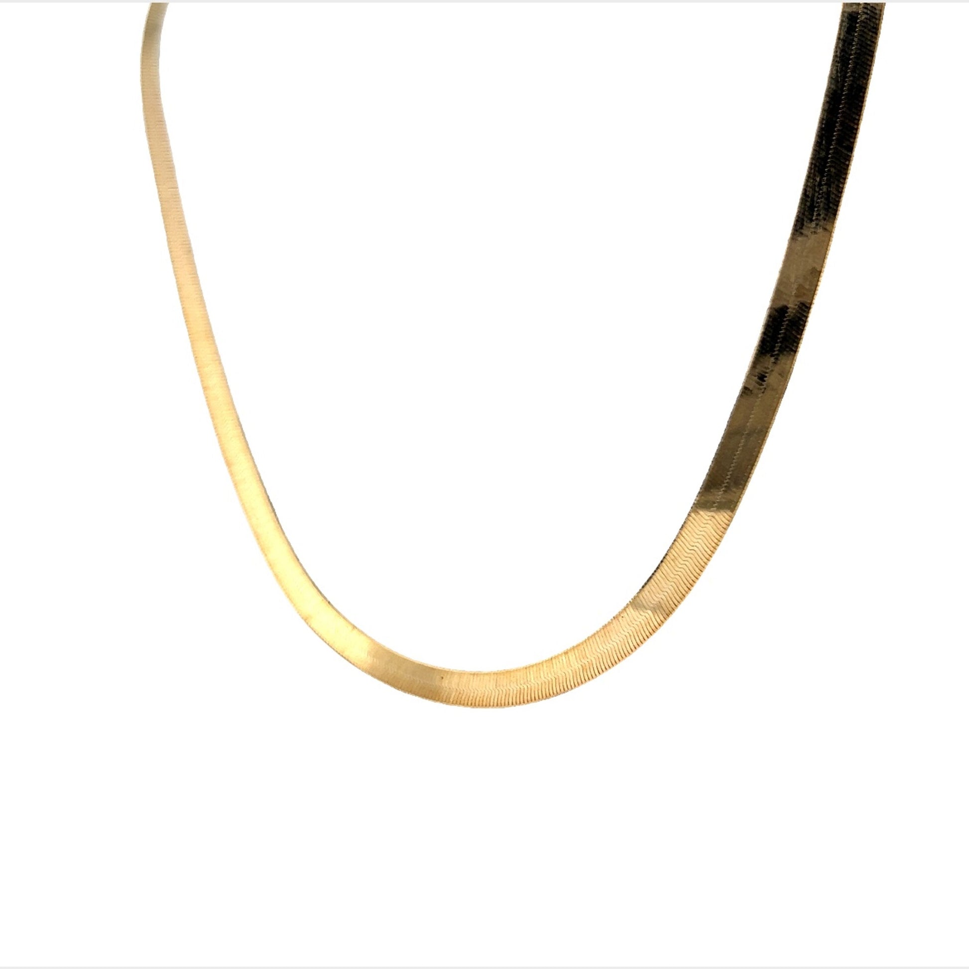 17 Inch Herringbone Chain Necklace in 14k Yellow Gold