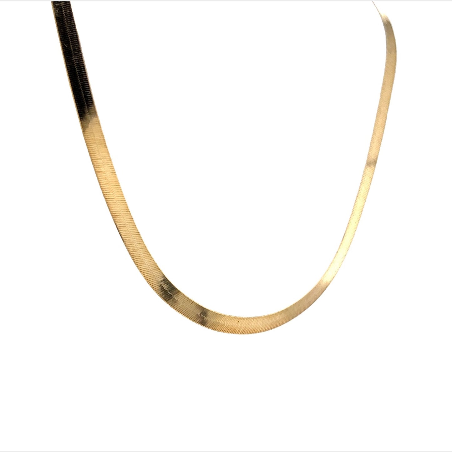 17 Inch Herringbone Chain Necklace in 14k Yellow Gold