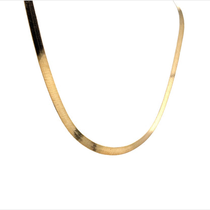 17 Inch Herringbone Chain Necklace in 14k Yellow Gold