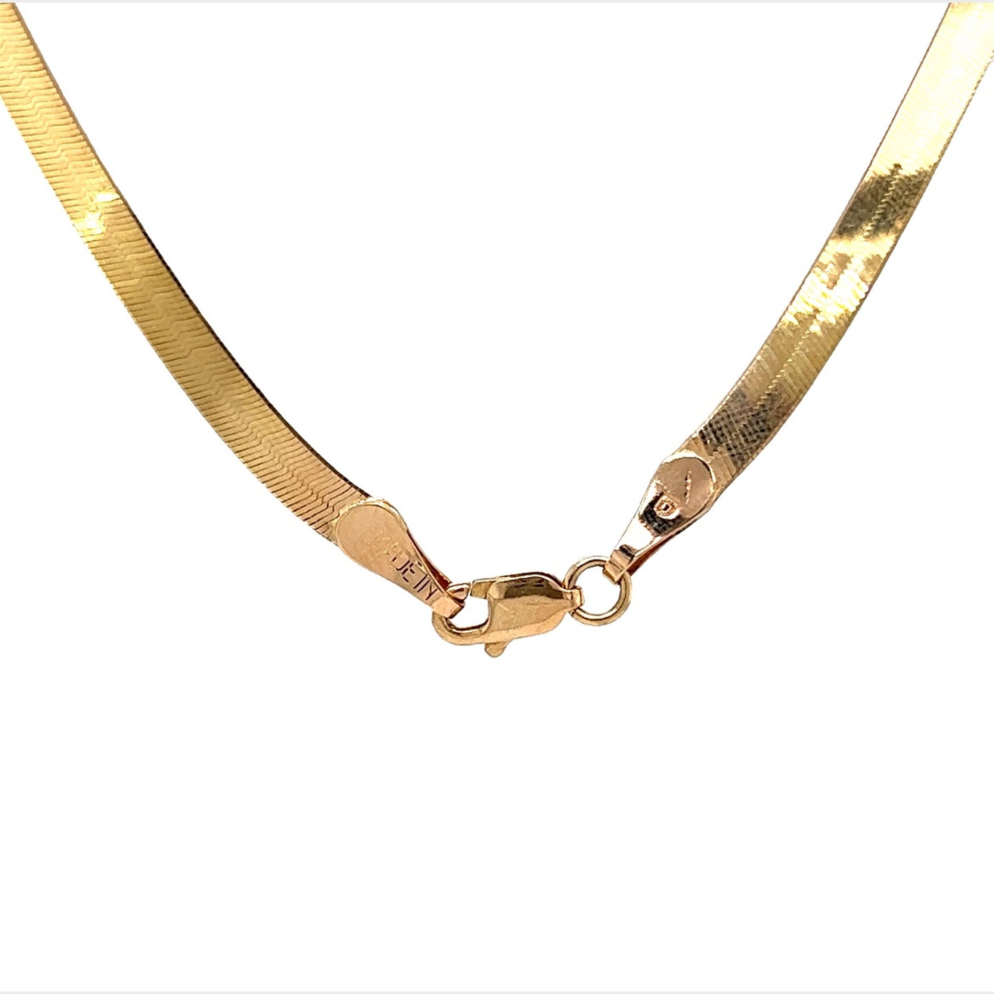 17 Inch Herringbone Chain Necklace in 14k Yellow Gold