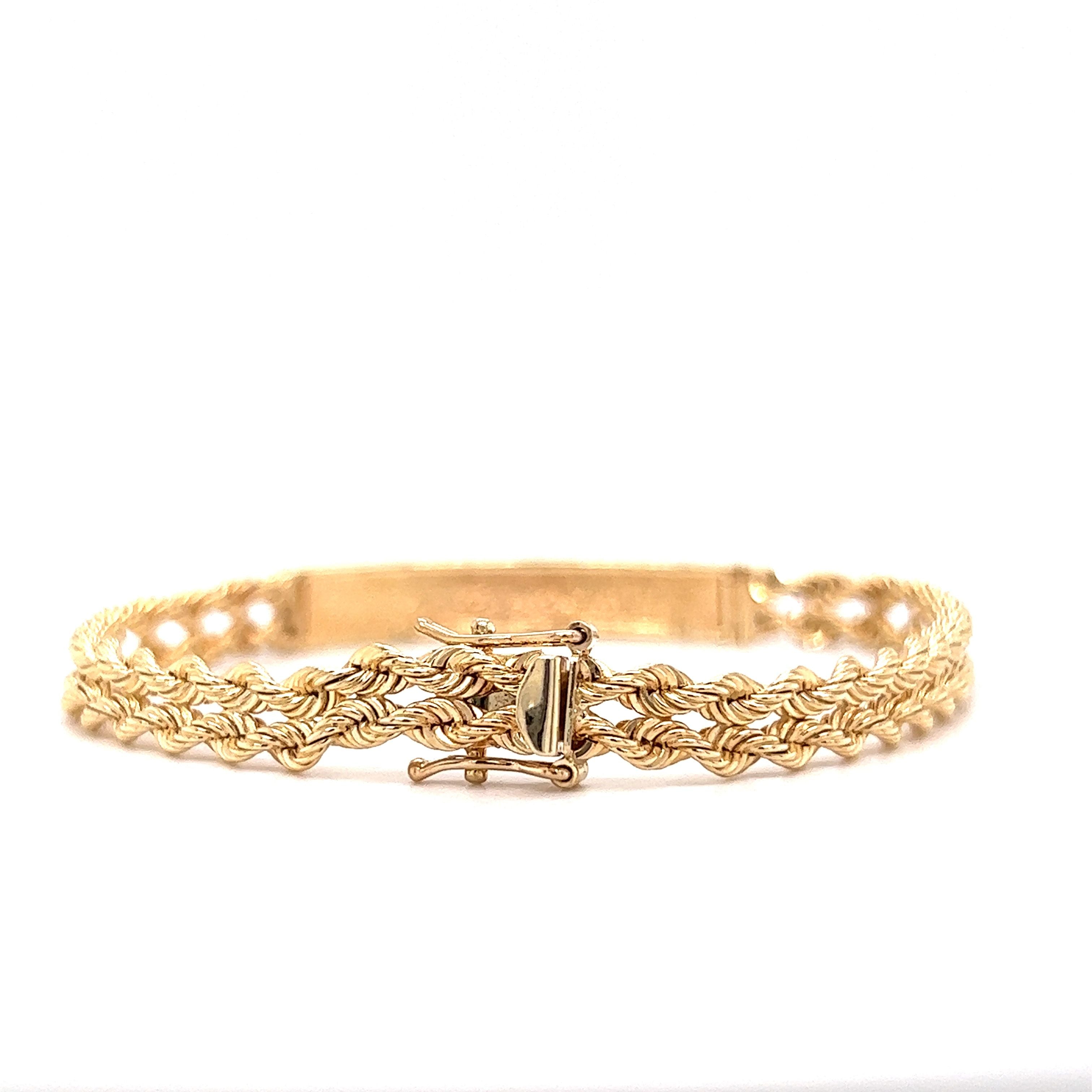 Braided Chain ID Tag Bracelet in 14k Yellow Gold – Filigree Jewelers