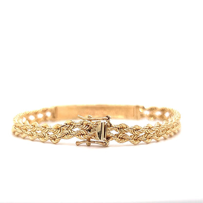 Braided Chain ID Tag Bracelet in 14k Yellow Gold