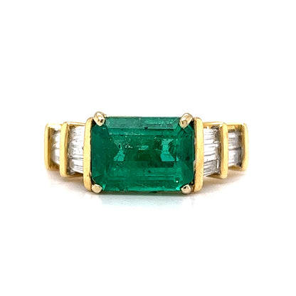 2.00 Emerald & Diamond Cocktail Ring in 18k Yellow Gold