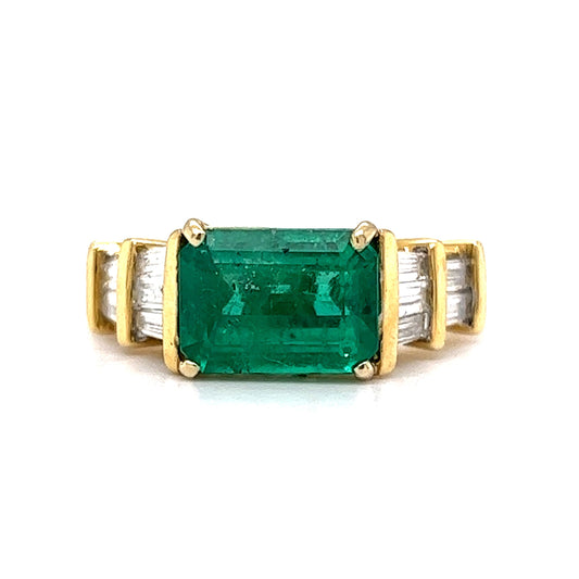 2.00 Emerald & Diamond Cocktail Ring in 18k Yellow Gold