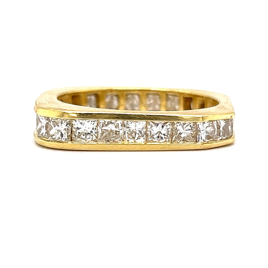 Princess Cut Square Eternity Stacking Ring in 18k Yellow Gold