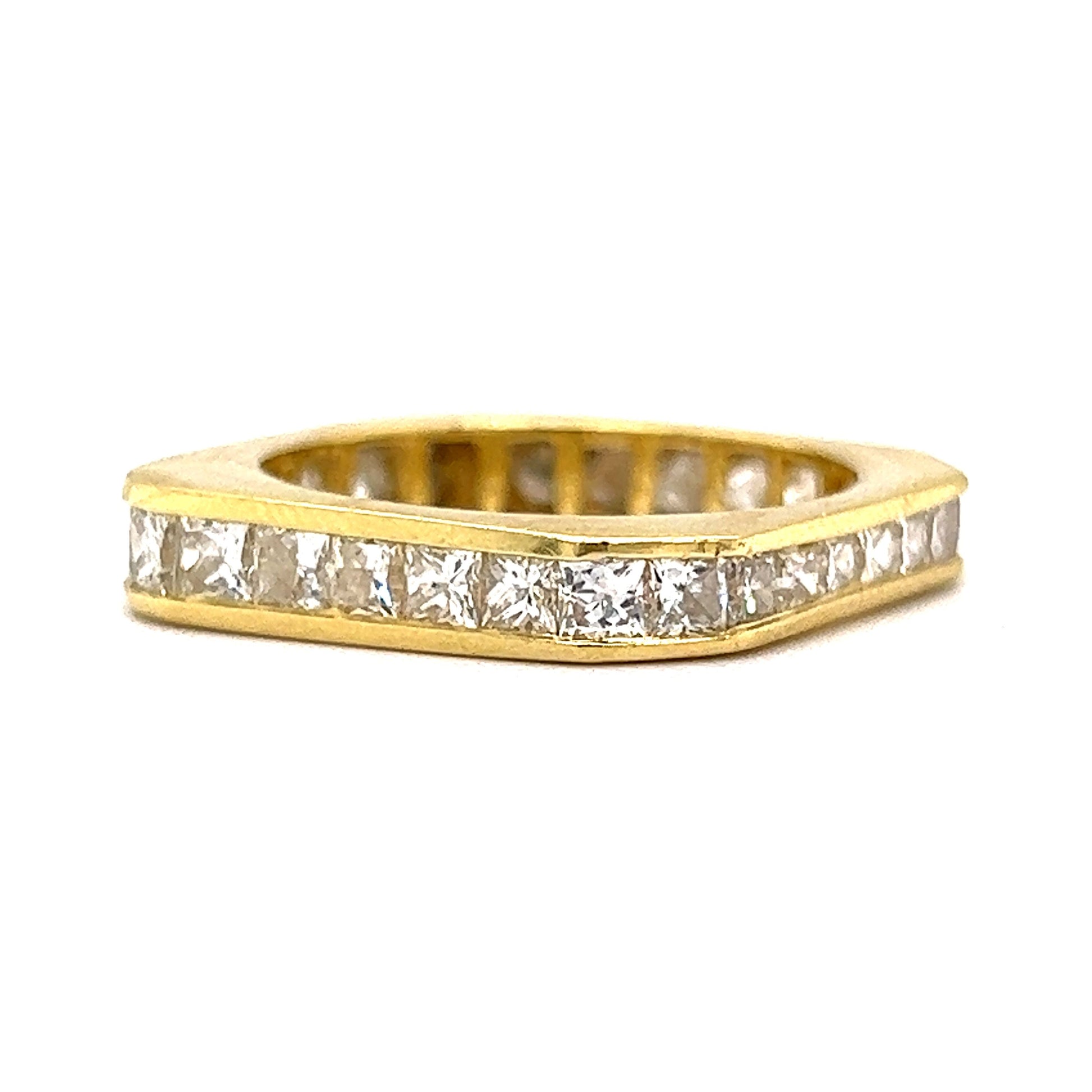 Princess Cut Square Eternity Stacking Ring in 18k Yellow Gold