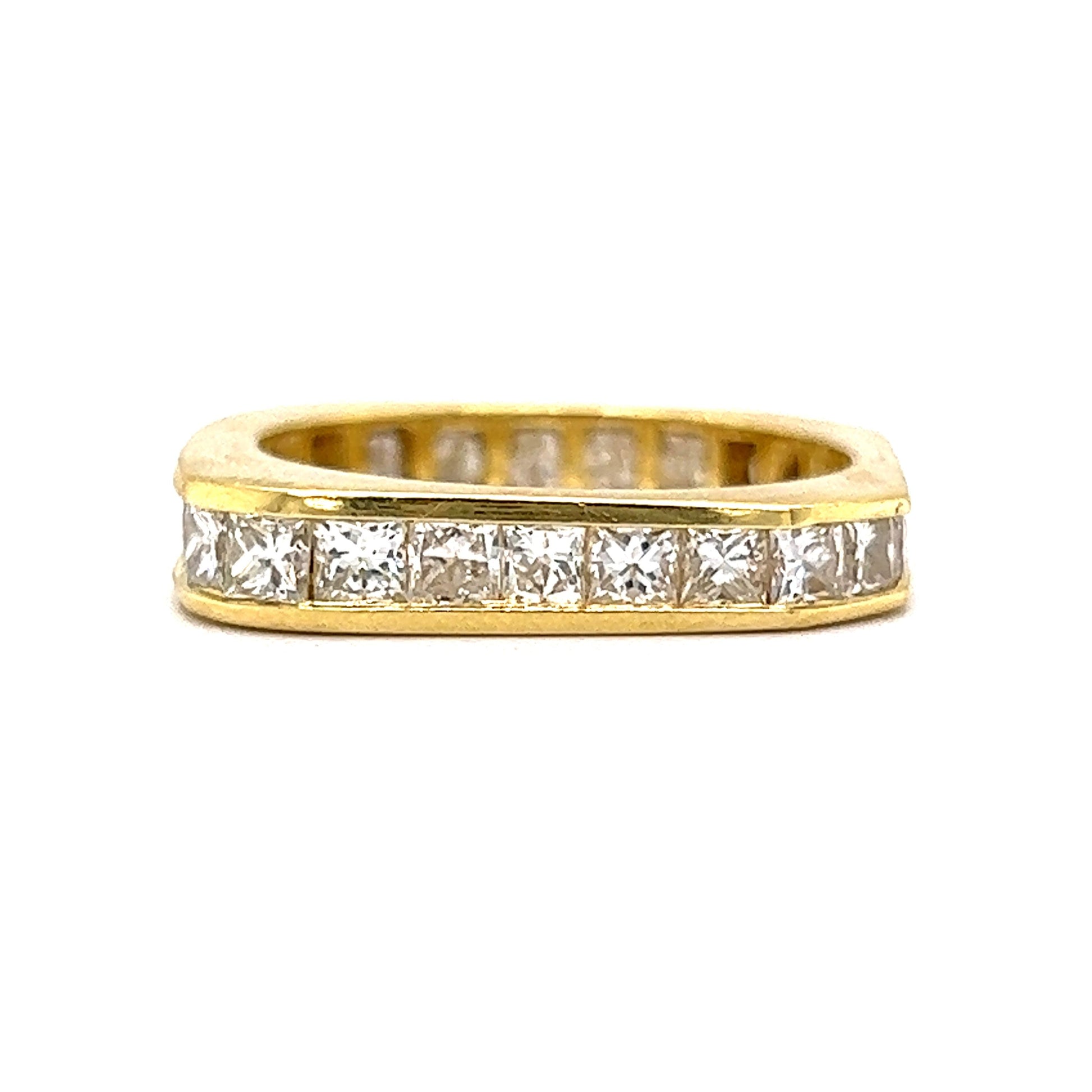 Princess Cut Square Eternity Stacking Ring in 18k Yellow Gold