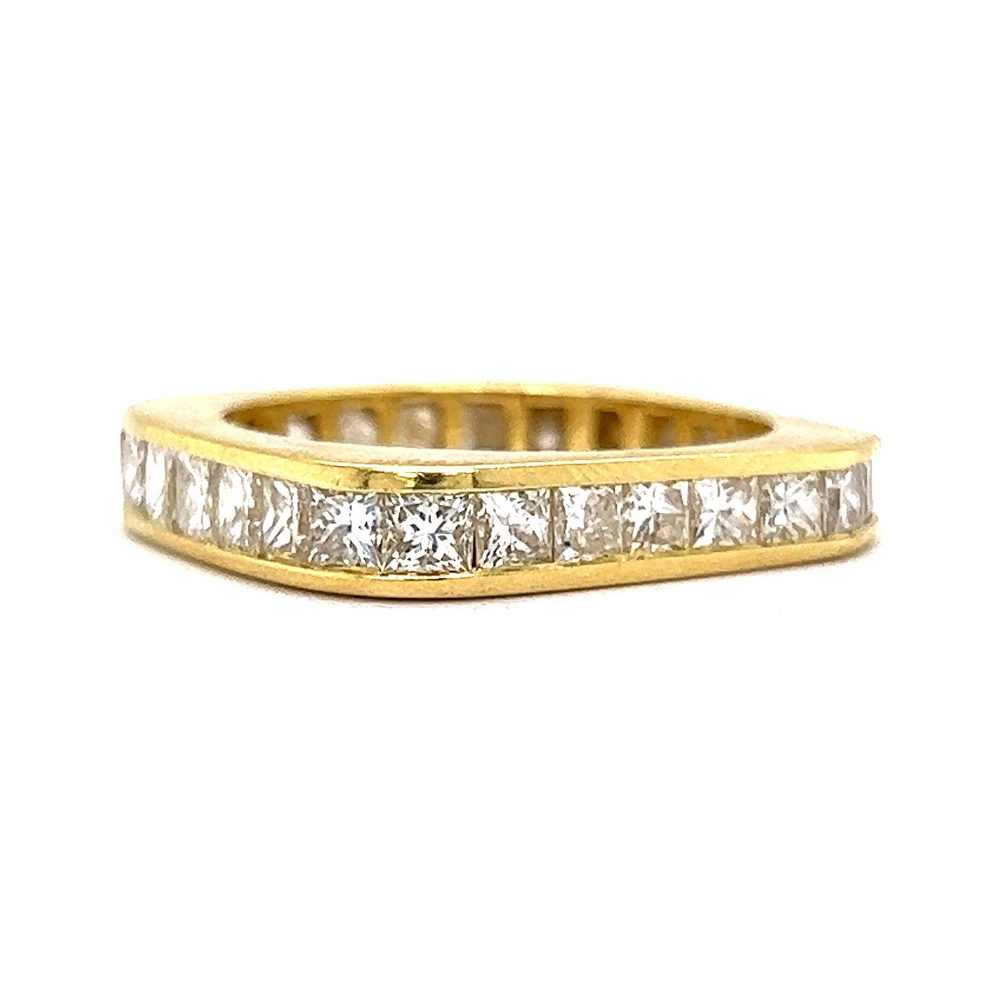 Princess Cut Square Eternity Stacking Ring in 18k Yellow Gold