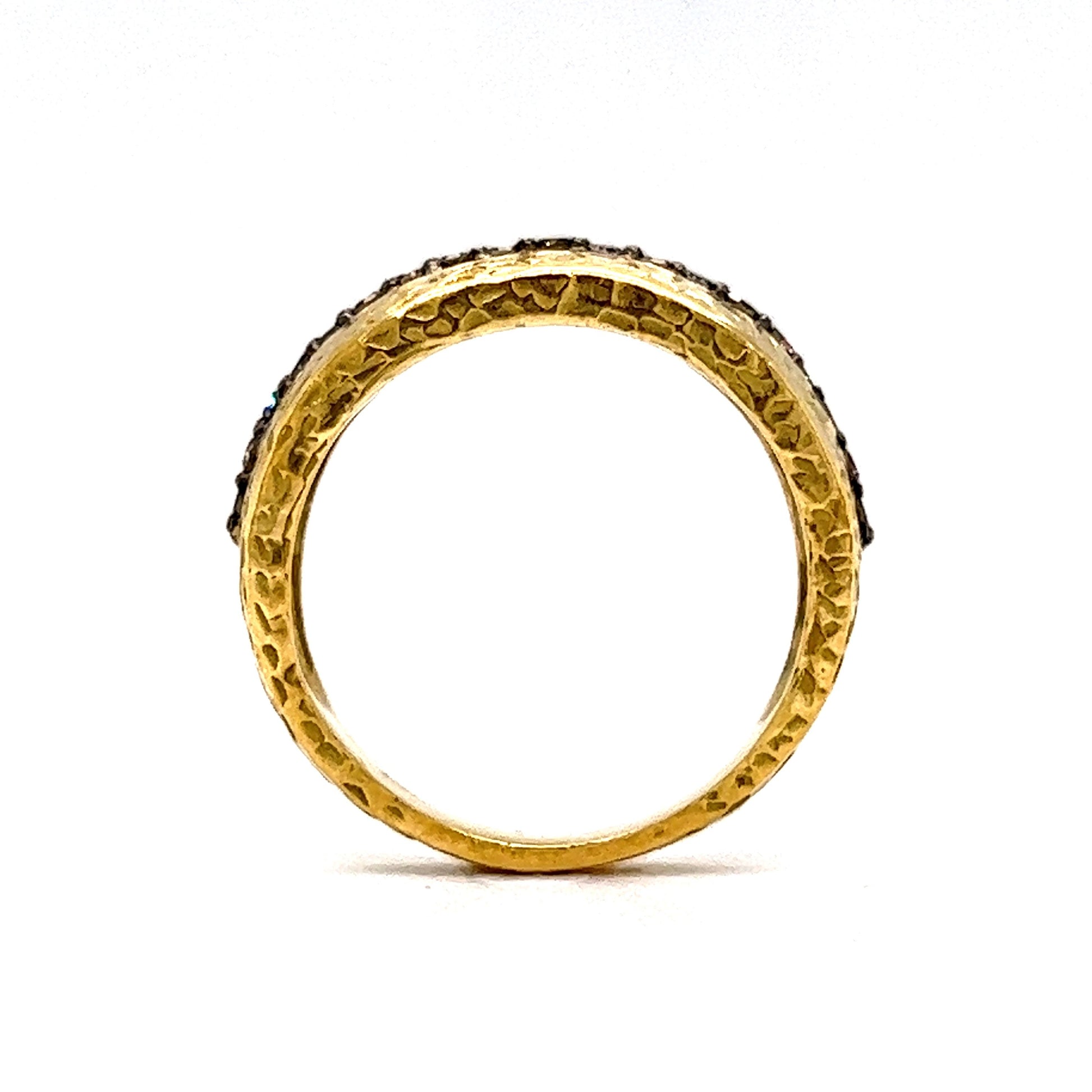 Diamond Hammered Stacking Ring in 18k Yellow Gold