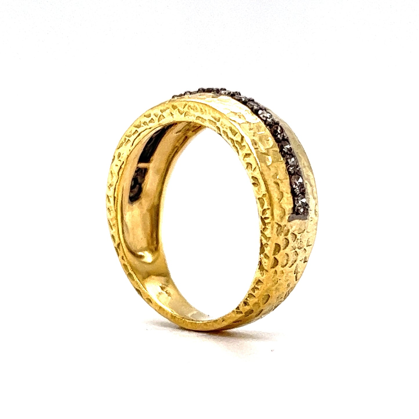 Diamond Hammered Stacking Ring in 18k Yellow Gold